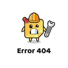 error 404 with the cute sticky notes mascot