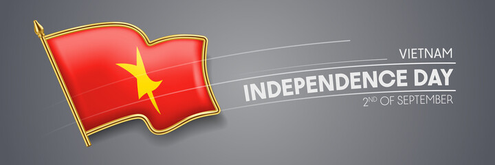 Vietnam independence day vector banner, greeting card.
