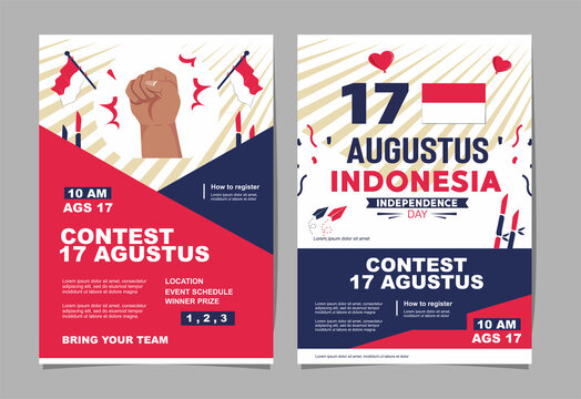 August 17th poster. background of the spirit of Indonesian Independence Day. august 17 celebration background collection. a collection of layouts for banners and flyers
