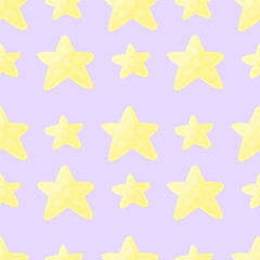 Seamless vector pattern with stars. Pattern in hand draw style. Festive background. Can be used for fabric, packaging, wrapping paper and etc