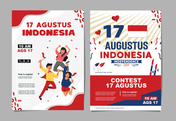 August 17th poster. background of the spirit of Indonesian Independence Day. august 17 celebration background collection. a collection of layouts for banners and flyers