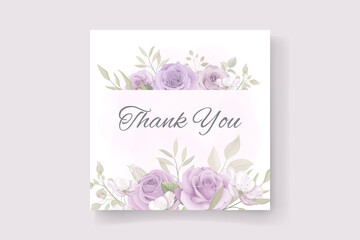 Thank you card design with soft color floral