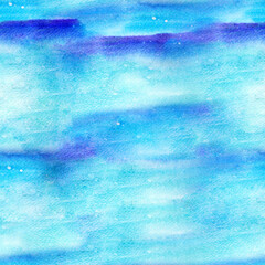 Snowy night watercolor seamless pattern. Template for decorating designs and illustrations.