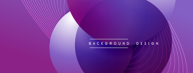 Gradient circles with shadows. Vector techno abstract background. Modern overlapping forms wallpaper background, design template