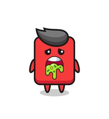 the cute red card character with puke