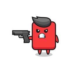 the cute red card character shoot with a gun