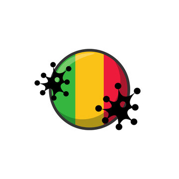 Mali hit by Coronavirus. Covid-19 impact nationwide. Virus attack on America flag concept illustration on white background
