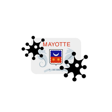 Mayotte hit by Coronavirus. Covid-19 impact nationwide. Virus attack on Mayotte flag concept illustration on white background
