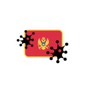 Montenegro hit by Coronavirus. Covid-19 impact nationwide. Virus attack on Montenegro flag concept illustration on white background
