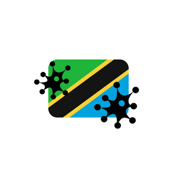 Tanzania hit by Coronavirus. Covid-19 impact nationwide. Virus attack on Tanzania flag concept illustration on white background
