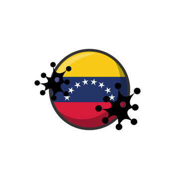 Venezuela hit by Coronavirus. Covid-19 impact nationwide. Virus attack on Venezuela flag concept illustration on white background
