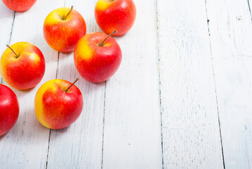 apple fruits on old white wooden table