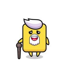 cute yellow card grandpa is holding a stick