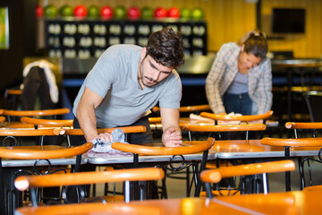 cleaners preparing a social venue