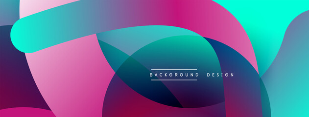 Abstract overlapping lines and circles geometric background with gradient colors