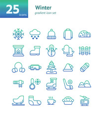 Winter gradient icon set. Vector and Illustration.