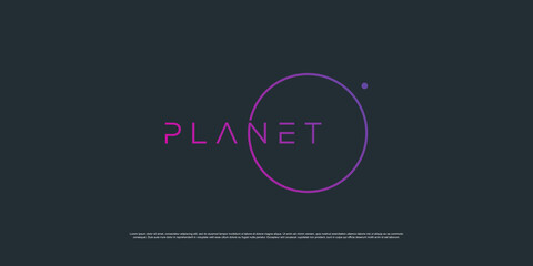 Minimalism planet logo with circle line art concept Premium Vector © mlangsen