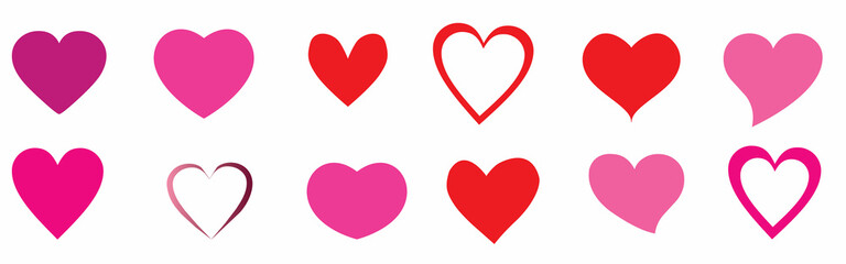 Heart valentine icon set, vector
