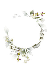 Greeting card with branches on a white background with small flowers