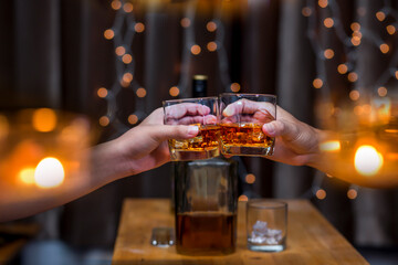 whiskey, for a friendly party in a bar or a restaurant.