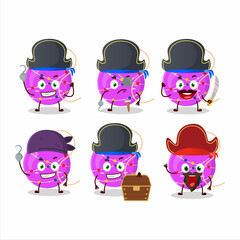 Fototapeta premium Cartoon character of christmas lights purple with various pirates emoticons
