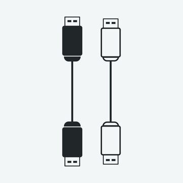 usb cable black and white clip art preview