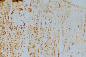 Rust stains. Rusted painted metal wall. Rusty metal background w