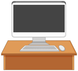 Computer on the table isolated on white background