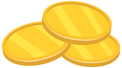 Gold coins in cartoon style isolated