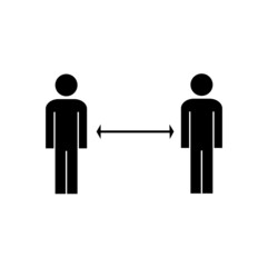 
pictogram of two people observing social distance, a sign of social distancing during the coronavirus pandemic, isolated on a white background