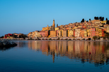 Town of Menton in France, just after sunrise