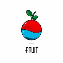 fruit icon illustration with half fruit and half water shape