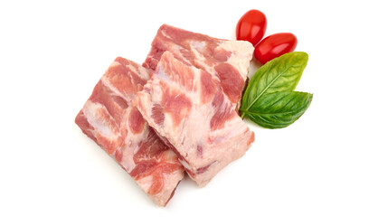 Raw pork ribs, isolated on white background. High resolution image.