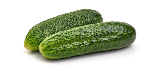 Salted cucumbers, isolated on white background. High resolution image.