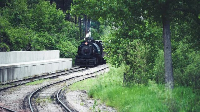 KEYSTONE, SD - JULY 2019: Famous steam train to Hill City