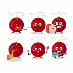 Fototapeta premium Cartoon character of christmas lights red playing some musical instruments
