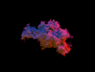 one big purple cloud on black isolated. computer generated nature 3D rendering