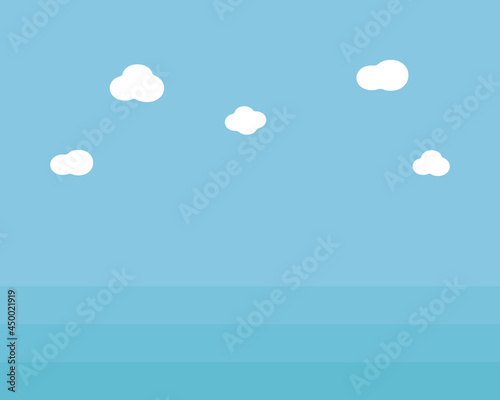 シンプルな空の背景イラスト 雲 青空 夏 晴れ 晴天 風景 快晴 青空 フラット Background Wall Mural Backgrou Yugoro