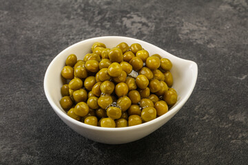 Marinated green pea in the bowl