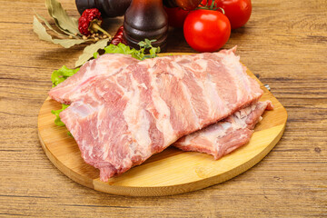 Raw pork ribs for cooking