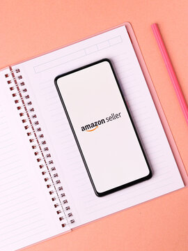 Assam, India - November 29, 2020 : Amazon Seller Logo On Phone Screen Stock Image.