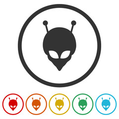 Alien head ring icon isolated on white background