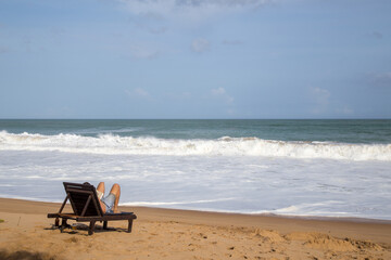 Fototapeta na wymiar Beach Chair Relax in Sri Lanka
