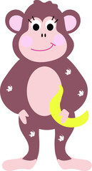 Plakat Monkey cartoon vector illustration , monkey cute baby illustration
