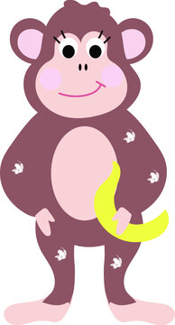 Monkey cartoon vector illustration , monkey cute baby illustration