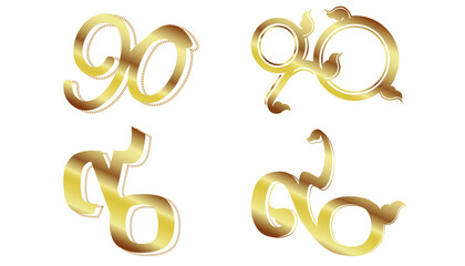 Obraz premium LOGO 90 Arabic numbers,Thai,golden color,idea concept creativity illustration