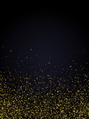 Festive Christmas and New Year background with gold glitter or confetti of stars. Vector illustration.