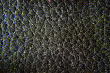 Close up of quality black leather texture. Grunge skin fabric background.