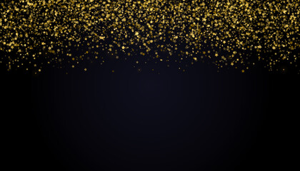 Festive Christmas and New Year background with gold glitter or confetti of stars. Vector illustration.