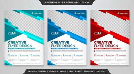 set of a4 business flyer template design with abstract style use for business promotion poster